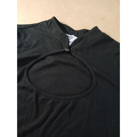 Princess Polly Long Sleeve Top Womens 10 Black Whimsigoth Ribbed Minimalist - Picture 5 of 7